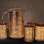 Puur Koperen Set: Kan (±1,5 l) + 4 Bekers Gehamerd