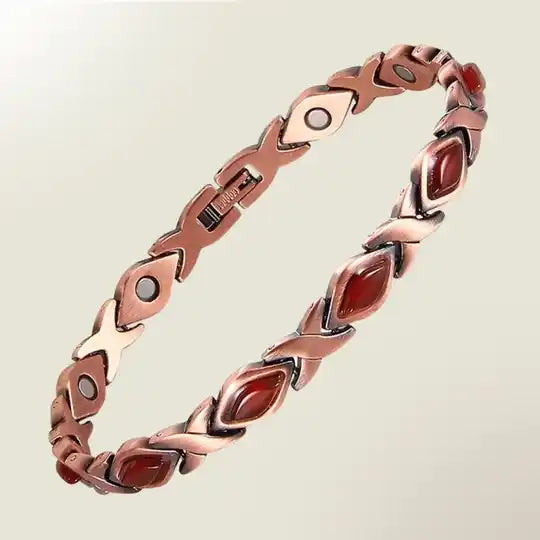 Luxe gezondheidsarmband magnetisch koper - stone red agate – 0,7 cm